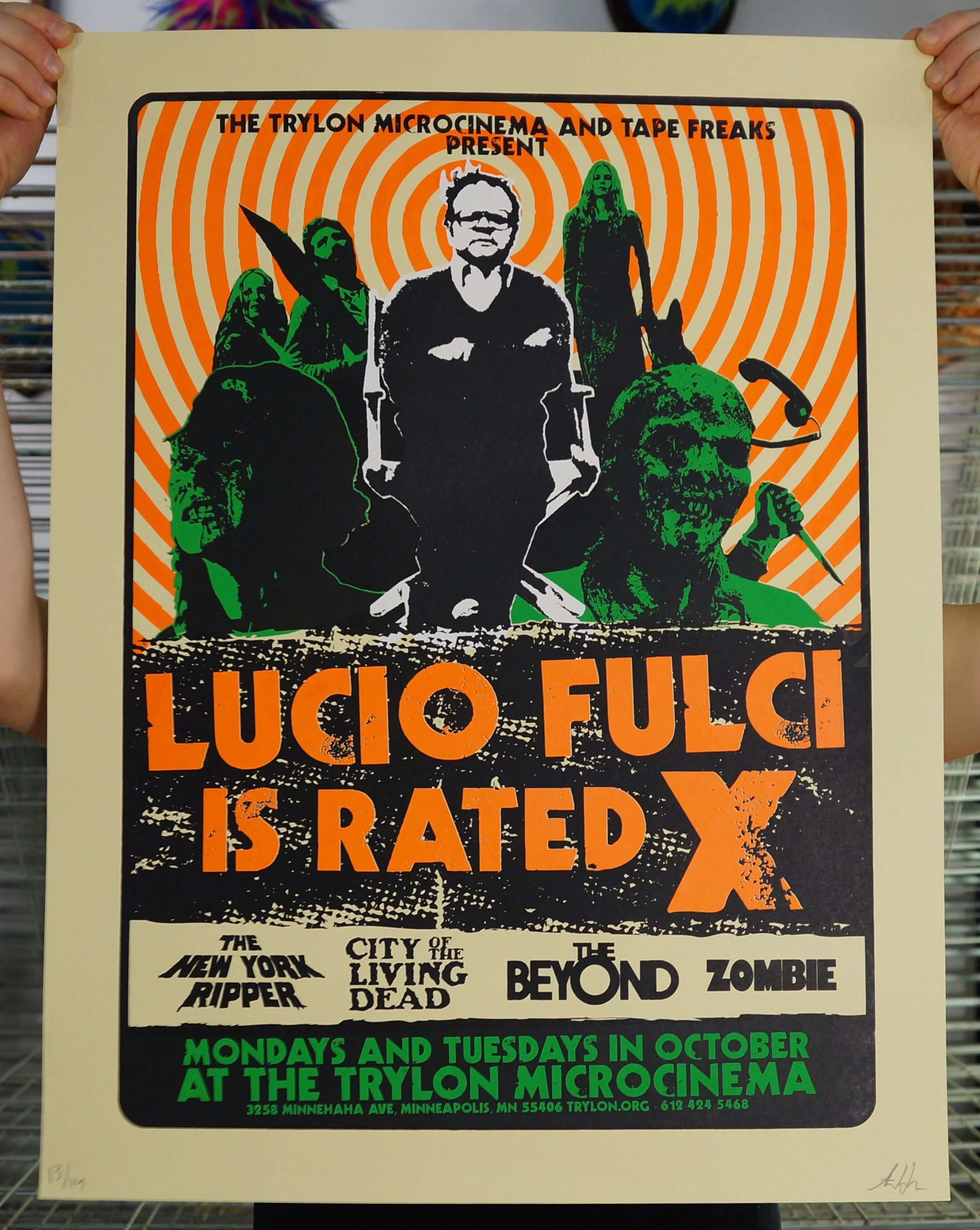 LUCIO FULCI SCREENPRINT POSTER — TIM MONSTERS! -